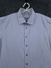 Eton Blue Purple Romania Contemporary 18 Check Cotton Button Up Shirt Men Spread
