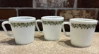 3 Vintage PYREX Corelle Corning Mugs Cups Spring Blossom Crazy Daisy Green White