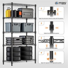 63H'' Heavy Duty 5-Tier Wire Carbon Steel Storage Shelf Shelving Rack Adjustable