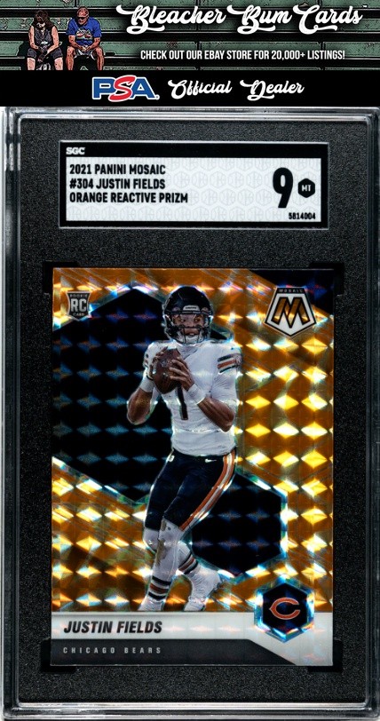 2021 Panini Mosaic 304 Justin Fields Orange Reactive Prizm SGC 9