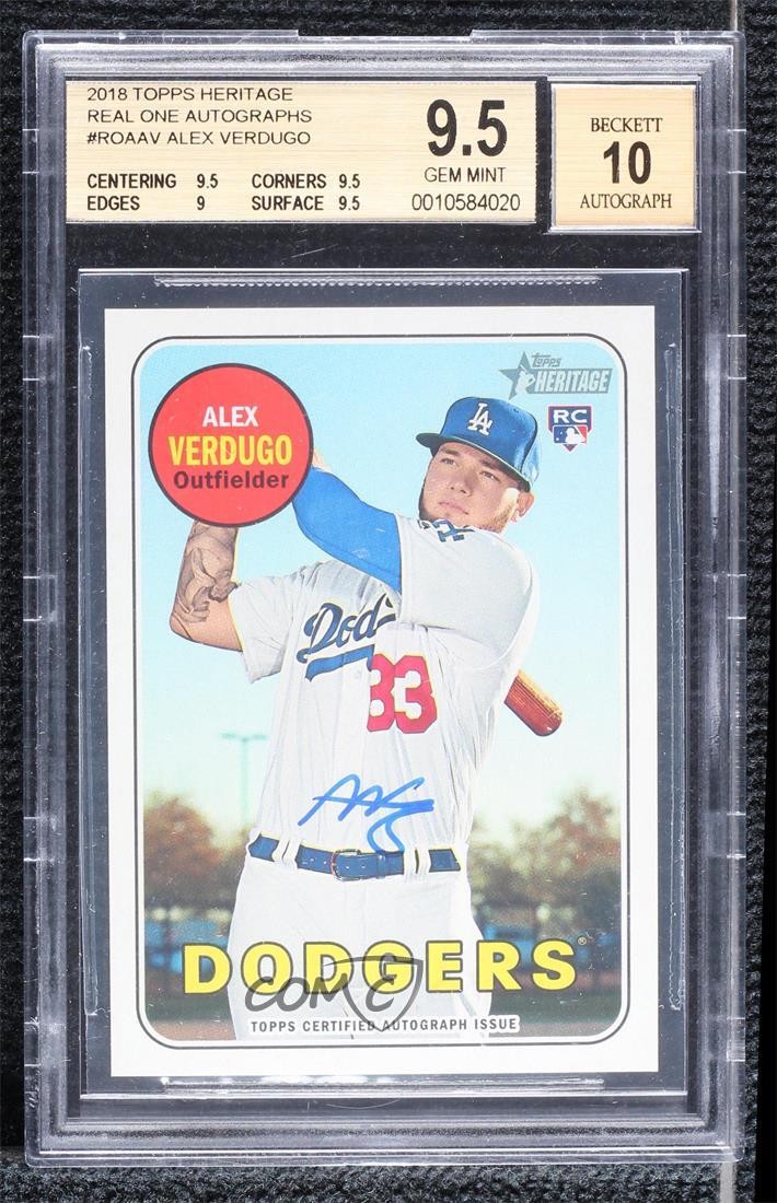 2018 Topps Heritage Real One Alex Verdugo BGS 9.5 GEM MINT Rookie Auto RC 1l8x