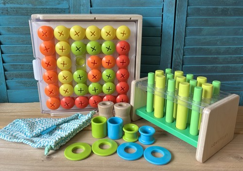 Lovevery Mosaic Button Board - Posting Stand - Threadable Beads