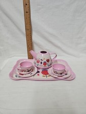 Little Girl Tea Party Set Teapot Cups Dishes Tea Playset. Set Of 8. T-140