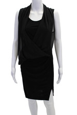 Allsaints Womens Knit Sleeveless Knee Length Bodycon Dress Black Size 4