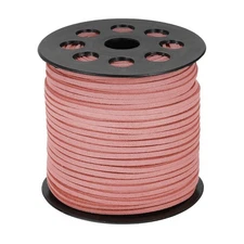 98 Yd x 2.6mm Flat Leather String Cord Faux Suede Cord Leather Strip Pink