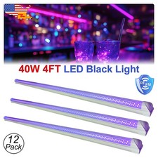 12Pcs UV Led Black Light Fixture 48 inch 40W T8 Linkable Led Tube Stage Lighting