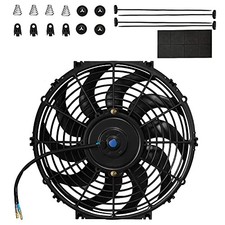 12in 12V 80W Universal Electric Radiator Cooling Fan Push Pull Slim w Mount Kit