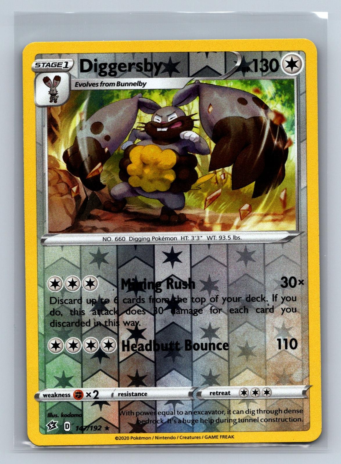 Diggersby 147/192 Rare Rebel Clash Pokemon Reverse Holo NM/M 708b-32