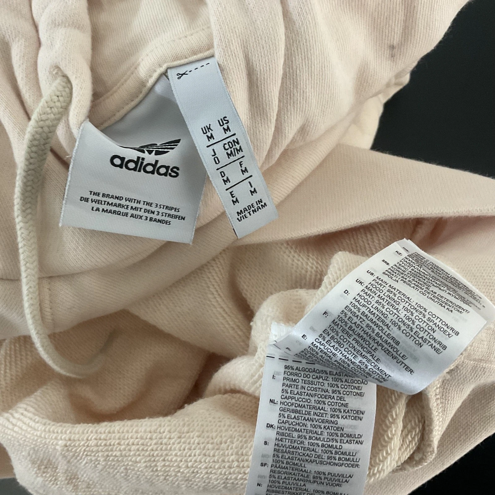 OFF WHITE Adidas Cream Cotone Pullover Felpa con Cappuccio Donna Medium
