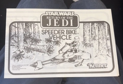 1983 Original Star Wars Speederbike Instructions unfolded flawless