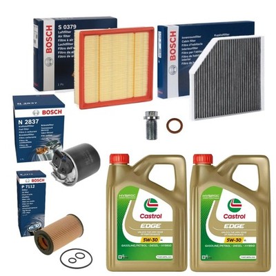 8L CASTROL EDGE LL 5W30 FULL BOSCH SERVICE KIT FOR MERCEDES CLA220d 2.2 13-19