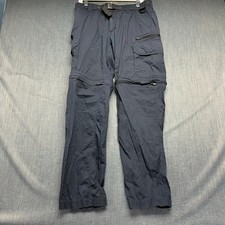 BC Clothing Men's Pants Size M x 32 Blue Hiking Belted Convertible Cargo Cotton
