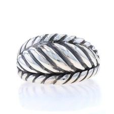 Sterling Silver Ribbed Dome Statement Ring - 925