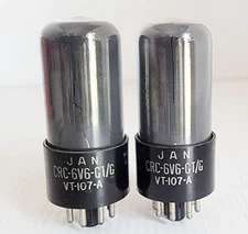 Vintage Pair RCA JAN-CRC-6V6GT/G VT-107A Power Tubes Smoked Glass