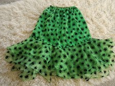 GREEN BELLY DANCE OR FLAMENCO BEADED SKIRT w/ LAYERS OF RUFFLED FLOUNCES  Sm/Med