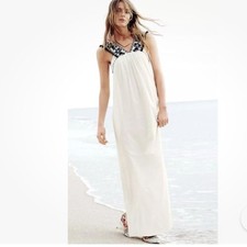 J. Crew Embroidered Pom Pom Maxi Sleeveless Beach Dress Sz 4