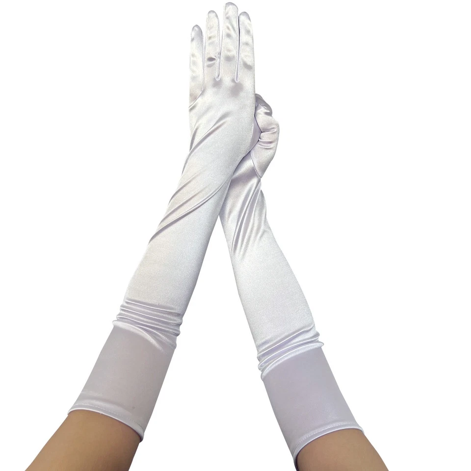 1 Paar Lange Satin-Armstulpen Handschuhe für Damen Opern Cosplay Hochzeit Party - Bild 2 von 4