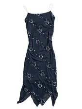 Vtg Up Front Floral Cami Dress Sz S Whimsigoth Dark Fairy Y2K