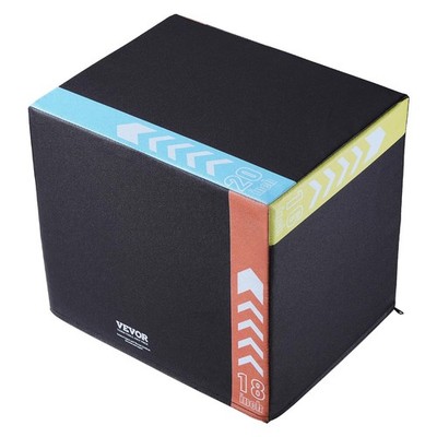 Black Exercise Step Platform Plyometric Box with Adjustable Heights 220lb Cap...