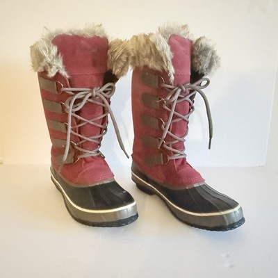 Snow Boots 8 Ladies Northside Kathmandu Waterproof Maroon Suede Faux Fur Lace Up
