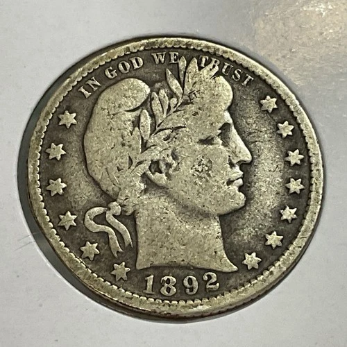 1892-O Barber Quarter in very good