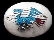 NC31123 NOS VINTAGE 1970s BALD EAGLE SOUTHWESTERN DESIGN BELT BUCKLE