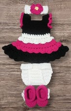 0-3 Month Baby Girl Dress Set Handmade Crochet