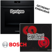 Bosch Herdset Pyrolyse Schnellaufheizung + Glaskeramikkochfeld Powerboost BräTer