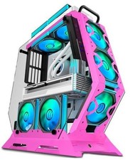 PC Case C570 ATX Mid Tower Tempered Glass Gaming Computer Open Frame Case pink