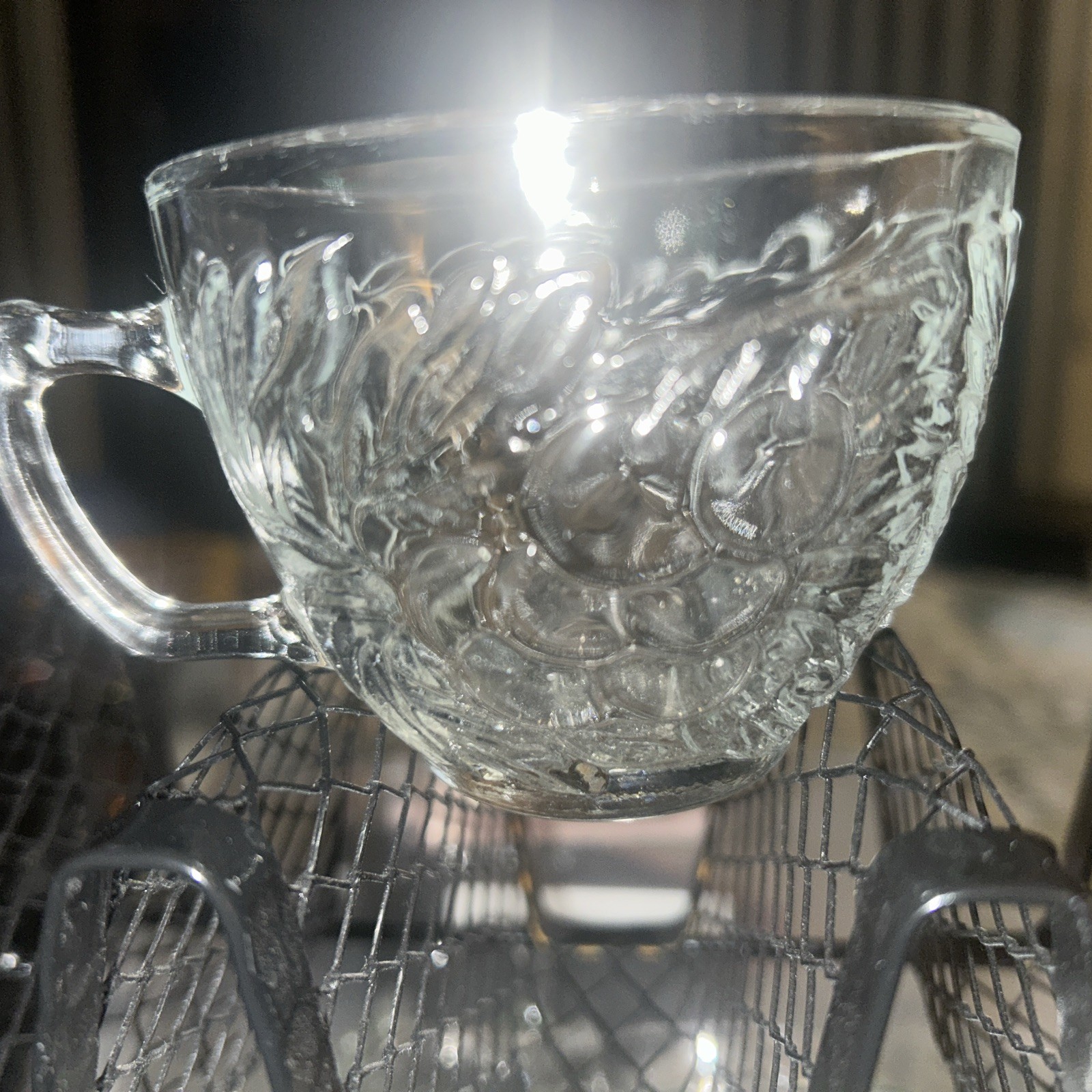 2 Grape & Vine &/or 2 Sm Leaf Design PunchBowl  Cups Vintage Anchor Hocking