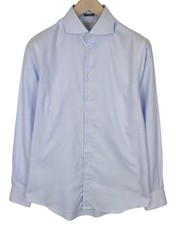 SUITSUPPLY Men's Formal Shirt 39/15 1/2 Blue Cotton Extra Slim Striped Try On 