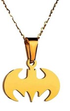 Batman Superhero Shield Goldtone Pendant Necklace
