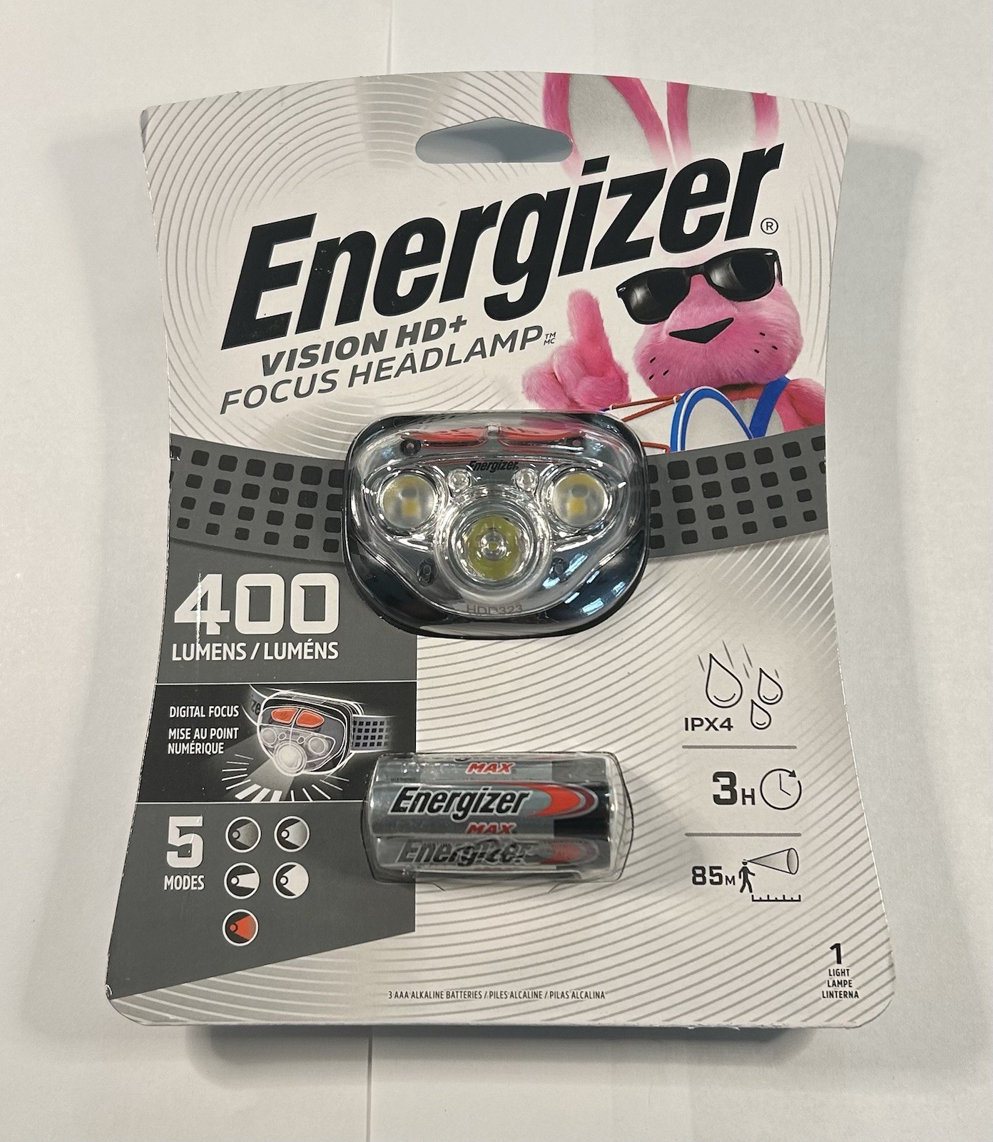 NEW Energizer Vision HD+ Focus Headlamp 400 Lumen Headlight LED With Batteries