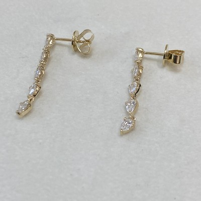 Diamond Earrings Pear 1.2 Ct E-F VS1 Lab Created 14k Yellow Gold