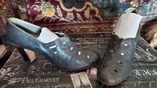 ANTIQUE TAGGED LADIES LEATHER HIGH HEELED DRESS SHOES W FRONT DESIGN SIZE 7