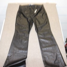 Old Navy Womens High Rise Flare Faux Leather Pants Black Size 16 Retro Edgy