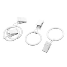 Anneaux rideau en métal blanc crochets suspension 25mm Diamètre intérieur 4pcs