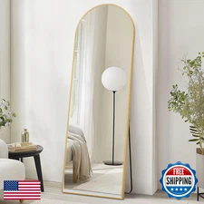 DUMOS Arched Full-Length Mirror 71"x26" Floor/Wall, Gold Aluminum Frame
