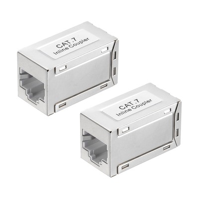 2PCS RJ45 CAT7 Ethernet Coupler Female to Female Cat7 Cat6 Cat5e Cat5, Grey