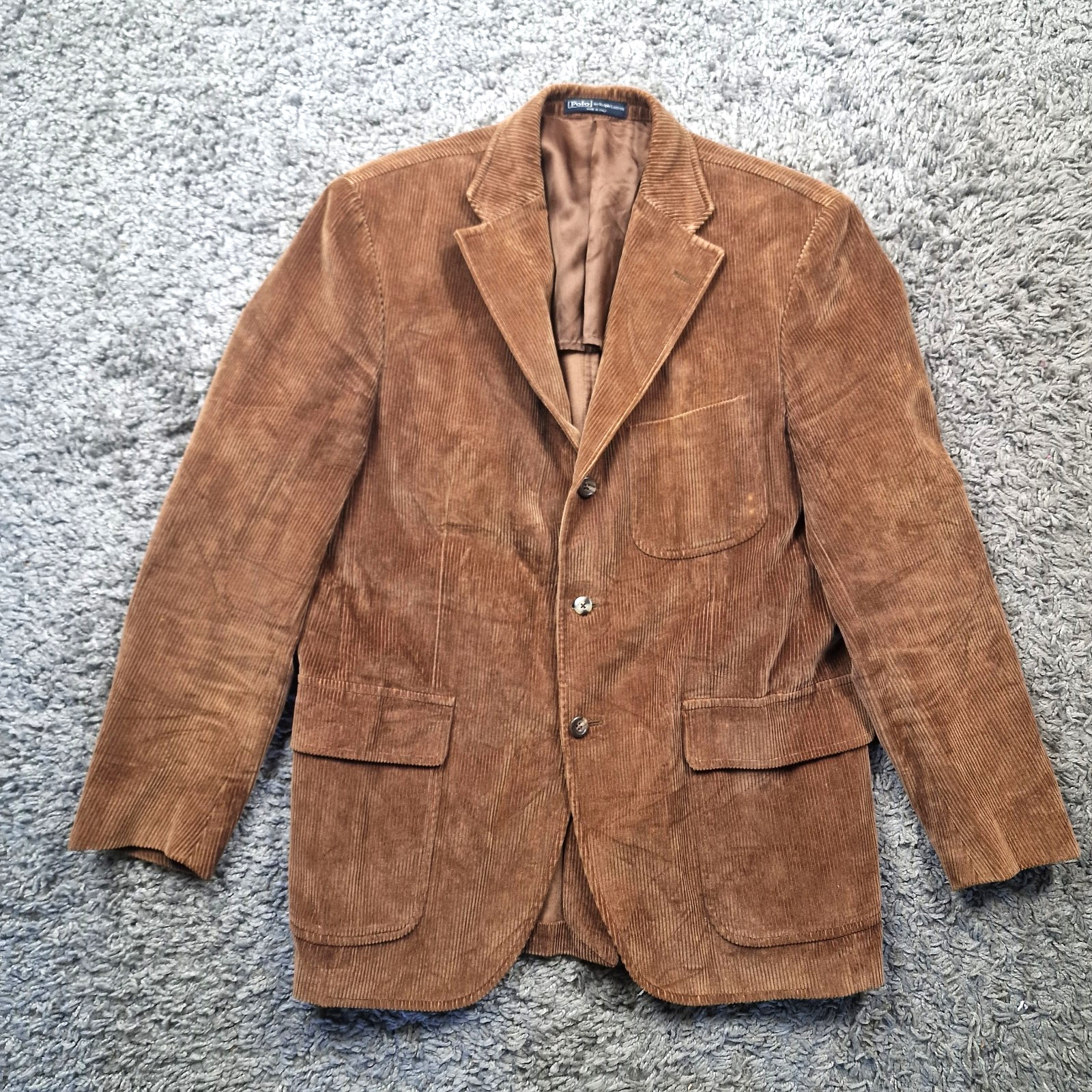 Polo Ralph Lauren Jacket Mens Medium Brown Corduroy Vintage Italy Blazer