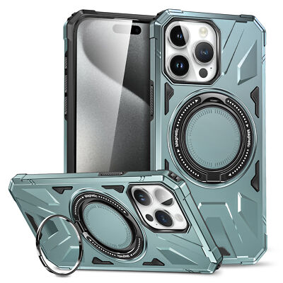 For iPhone 15 Pro Max 14 13 12 Rugged Stand Case Magnetic Shockproof ...