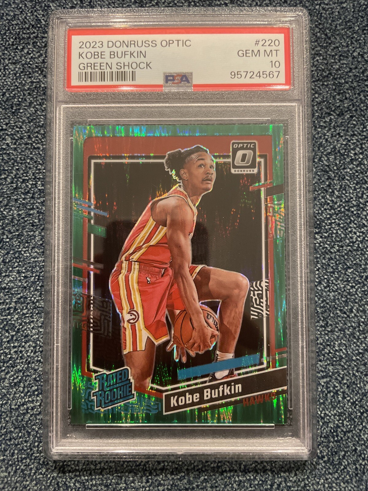 2023-24 Optic Rated Rookie Green Shock SSP #220 Kobe Bufkin RC PSA 10 Pop 1