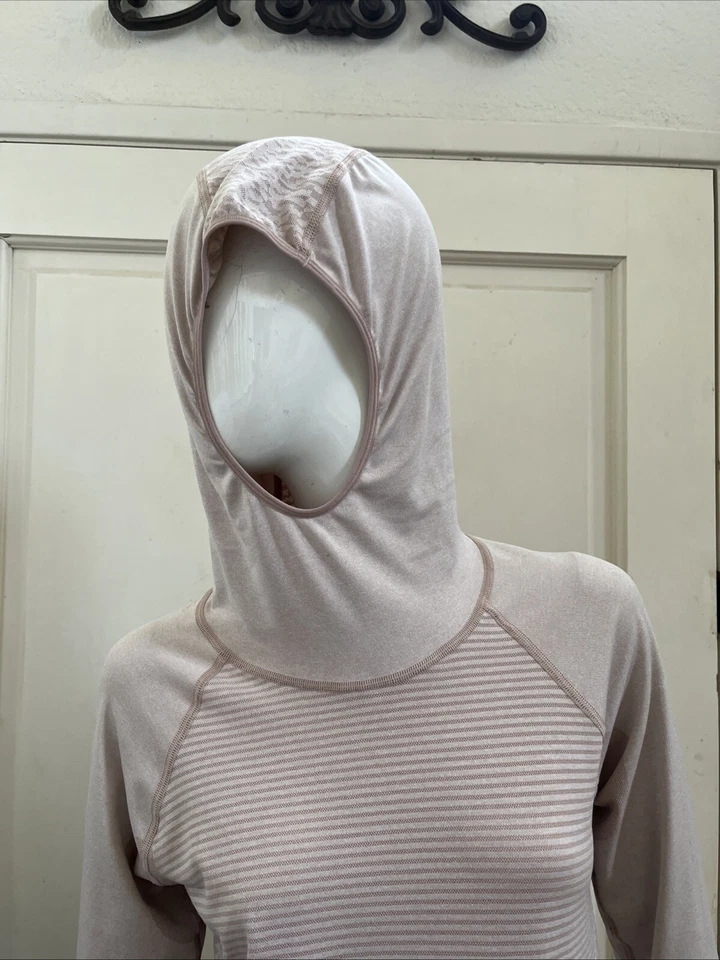 Pullover NEW BALANCE J.CREW Rosa Malva Pálido Sin Costuras Con Capucha Manga Larga Talla M Foto 3 de 4