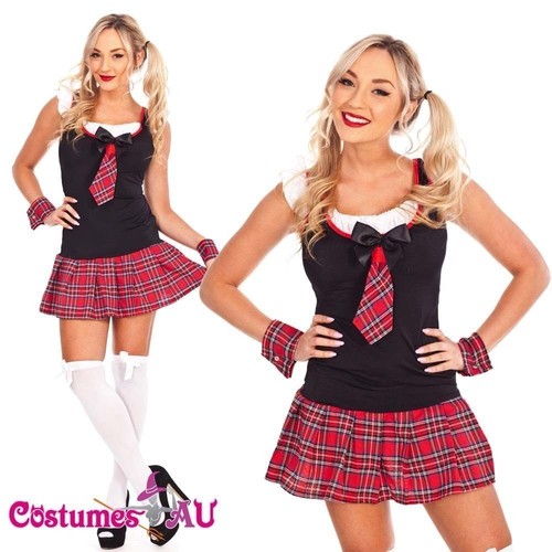 Ladies Sexy School Girl costume Teachers Pet Fancy Dress Hens Night Party Outfit - Foto 1 di 5