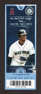 Ken Griffey Jr LAST GAME vs ANGELS Mariners 5/9/2010 MINT Ticket ICHIRO 350th SB