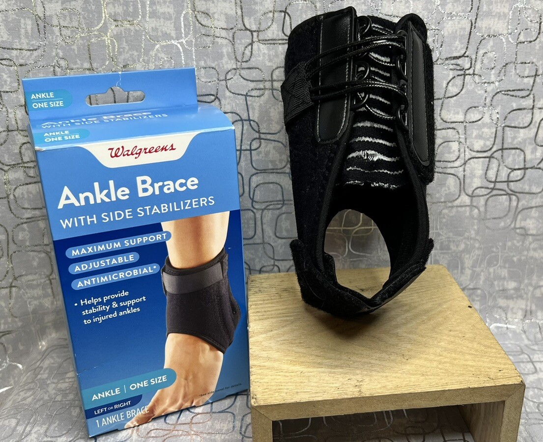 Walgreens Ankle Stabilizer Brace Antimicrobial Adjustable One Size