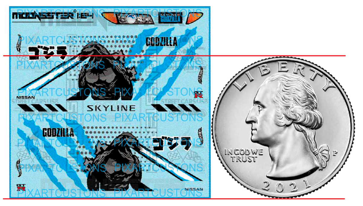 White Toner 1/64 Water Slide Decal Set Nissan Skyline Godzilla For