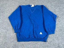 VTG 90s Blank Crewneck Sweatshirt Adult Medium Large Tag Blue Pullover Raglan