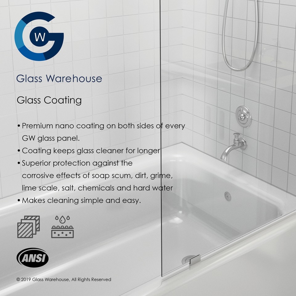 Glass Warehouse 78" x 45.5" Frameless Shower Door Wall Satin Brass eBay