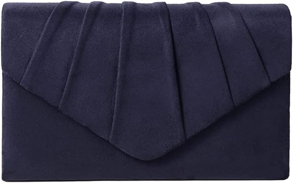 Clutch Purse Evening Bag for Women Evening Wedding Party Velvet Suede Pleated Ha